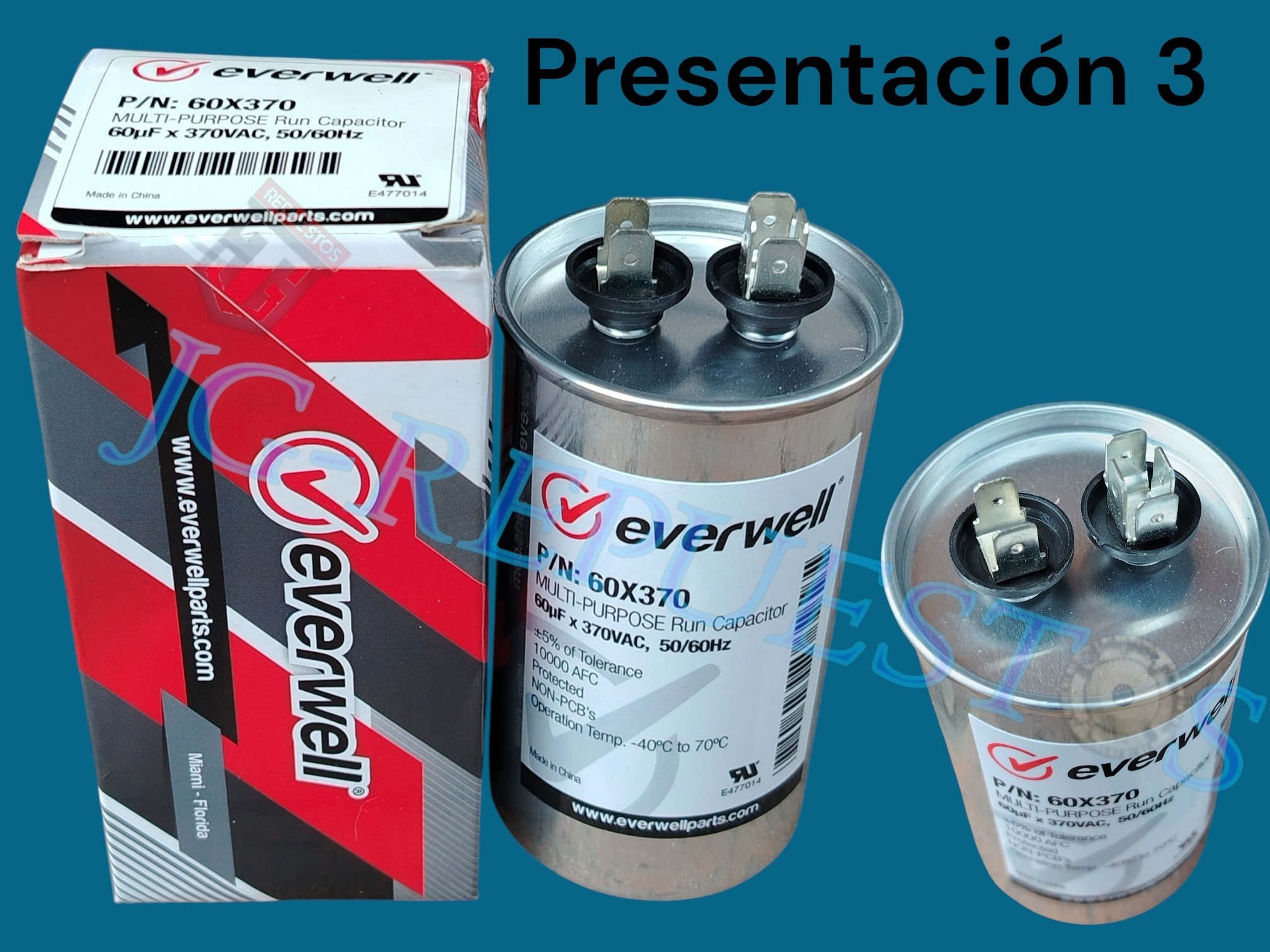 CAPACITOR 60UF 370/440VAC CAPACIMAX/CBB65 REFRIGERADORA/AIRE ACONDICIONADO, ETC -12260 - Imagen 3