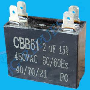 CAPACITOR DE MARCHA 2UF A 450VAC LAVADORA MABE/AIRES ACONDICIONADOS/ VENTILADORES, ETC -3222