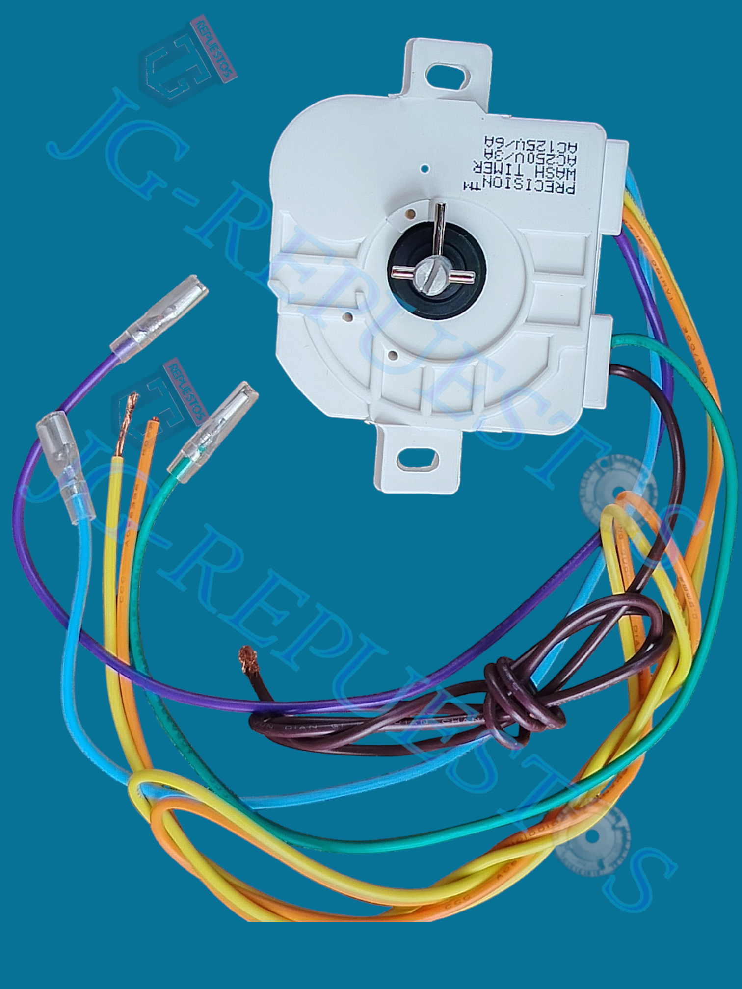 TIMER LAVADORA PRECICION ASIATICA 6 CABLES CUADRADO OREJAS VIRADAS SESGO 125V/60HZ (FRIGUIDAIRE/ELECTROLUX/INDURAMA) 2437 - Imagen 2