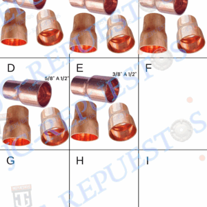 REDUCCION COBRE 1 3/8" A 1 1/8", 1 1/8"A 7/8", 5/8"A 7/8", 5/8" A 1/2", 3/8" A 1/2" AIRE ACONDICIONADOS, REFRIGERACION, COCINAS ETC -A146R