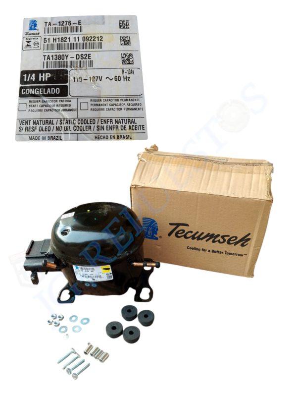 COMPRENSOR TECUMSEH 1/4HP R134 820BTU 110VAC MODELO TA 1380Y-DS2E -0802 - Imagen 2