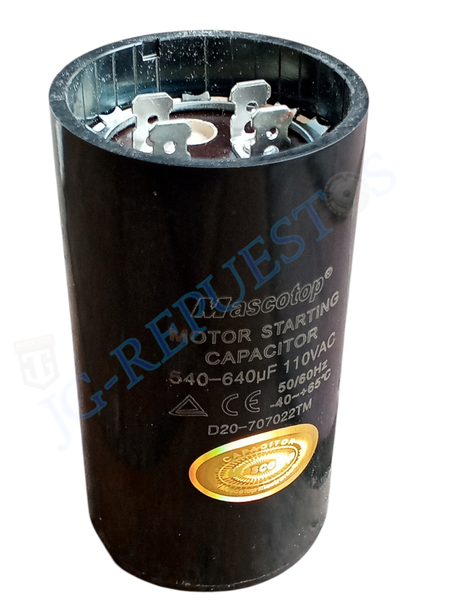 CAPACITOR/CONDENSADOR NEGRO DE ARRANQUE 110VAC 540-640uF 4 TERMINALES 0754-21