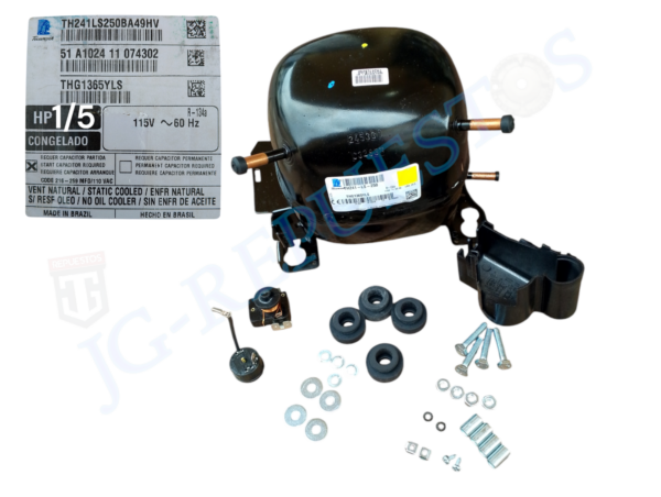 COMPRESOR TECUMSEH 1/5HP R134 B/T 110VAC 640BTU MODELO: THG1365YLS PARA REFRIGERADORA -0817