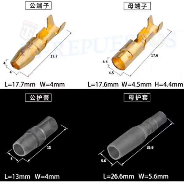 terminales de crimpado de bala para coche, Conector de cable eléctrico, diámetro de 4mm, hembra, macho, caja, prensado en frío, -0850 - Imagen 4