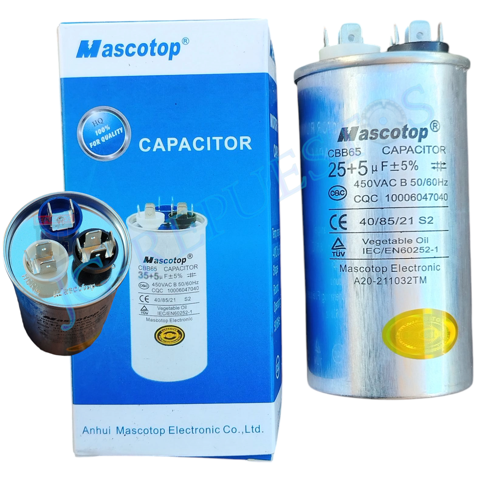 CAPACITOR/CONDENSADOR METALICO 450VAC 25+5uF 8 TERMINALES 0754-50