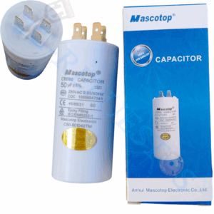CAPACITOR/CONDENSADOR PLASTICO BLANCO 250VAC 50uF 4 TERMINALES 0754-44