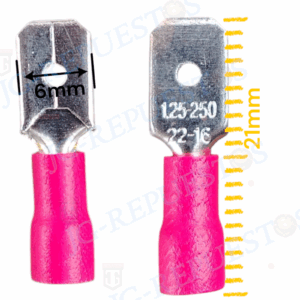 TERMINALES 1.25-250, 22-16 MACHO ANCHO: 5.00MM ROJO -0913