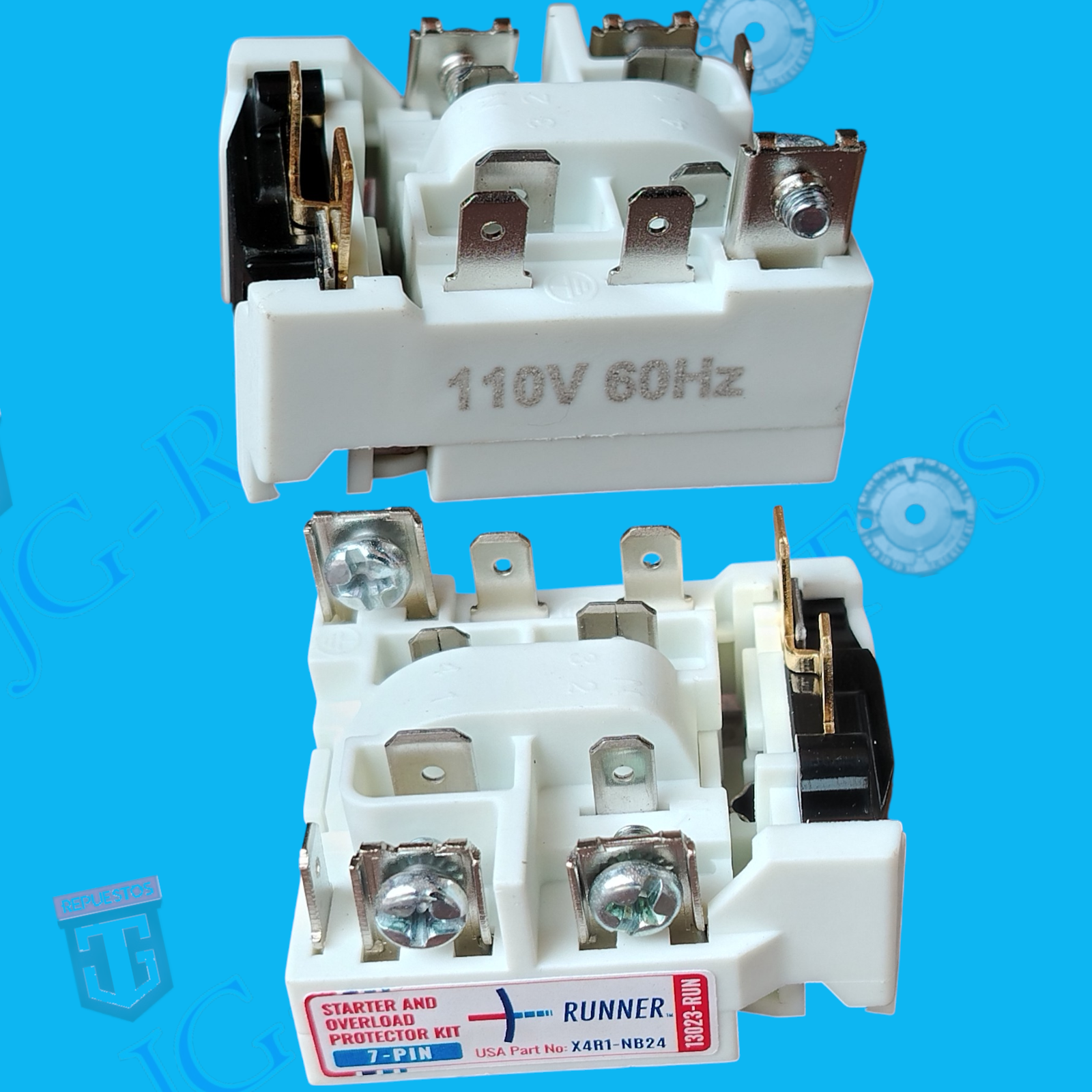 KIT RELÉ Y PROTECTOR 110VAC 1/8 1/4HP TÉRMICO 7 PINES RUNNER REFRIGERADORA -13023-RUN - Imagen 2