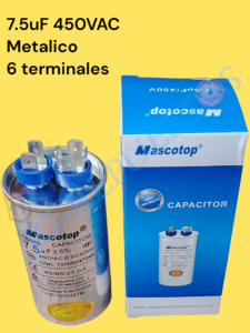 CAPACITOR/CONDENSADOR METALICO 450VAC 7.5uF 6 TERMINALES 0754-62