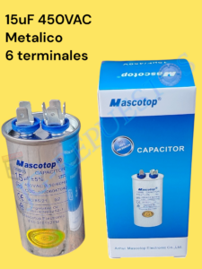 CAPACITOR/CONDENSADOR METALICO 450VAC 15uF 6 TERMINALES 0754-61