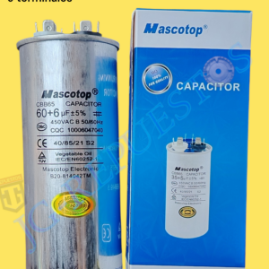 CAPACITOR/CONDENSADOR METALICO 450VAC 60+6uF,  9 TERMINALES 0754-63